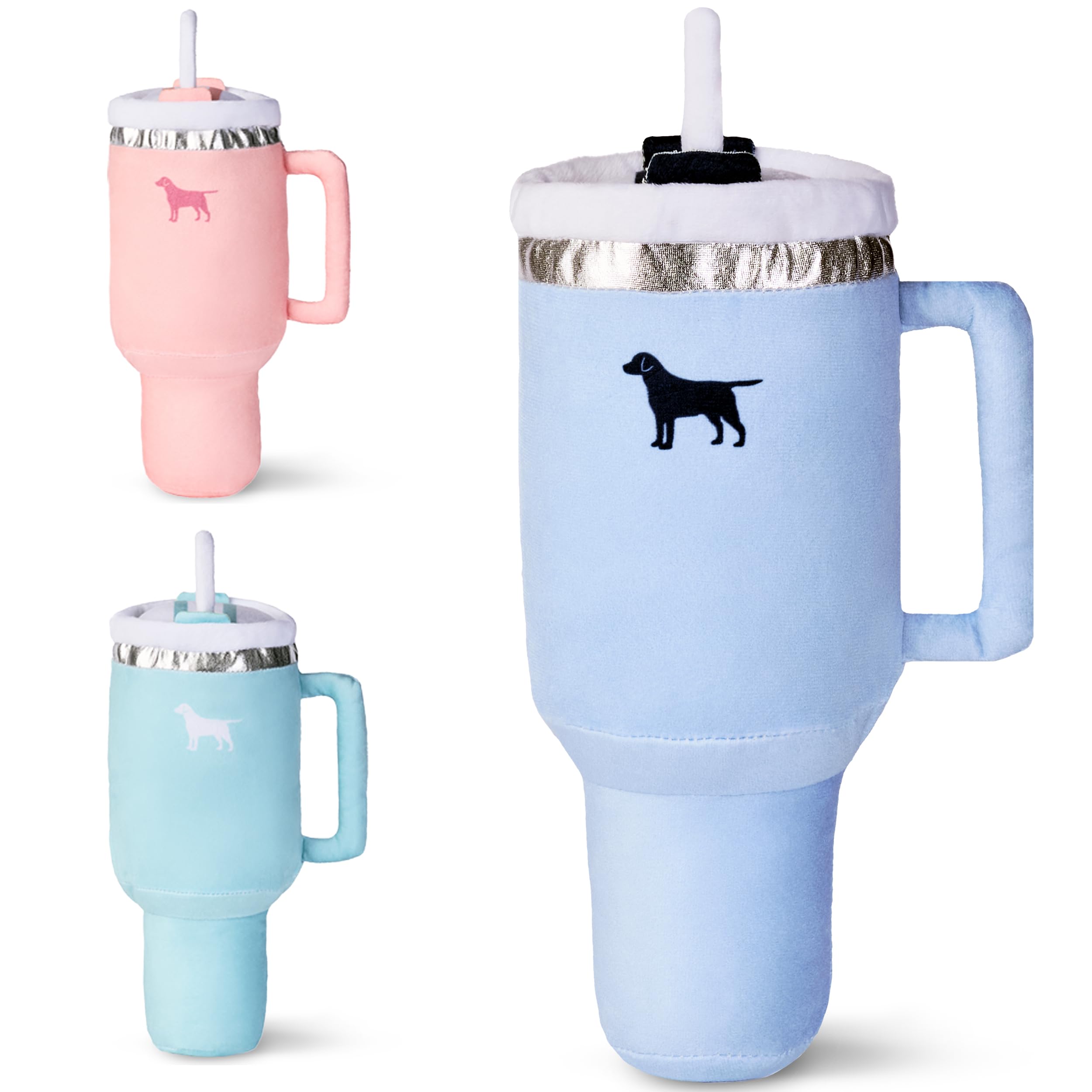 **Squeaky Pup Cup Tumbler Plush Dog Toy – Cute & Funny Chew Toy for Small & Medium Dogs – Perfect Gift for Pet Lovers (Chambray Blue) – Great for Playtime, Training & Gifting**
