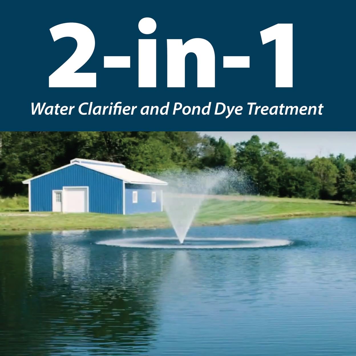 **Airmax Pond Dye Plus – Natural Blue Pond Colorant & Water Clarifier for Large Ponds & Lakes – Safe for Fish & Livestock – Controls Algae & Shades Plants – 4 Gallons – Ideal for Water Gardens, Farm Ponds & Recreational Lakes**