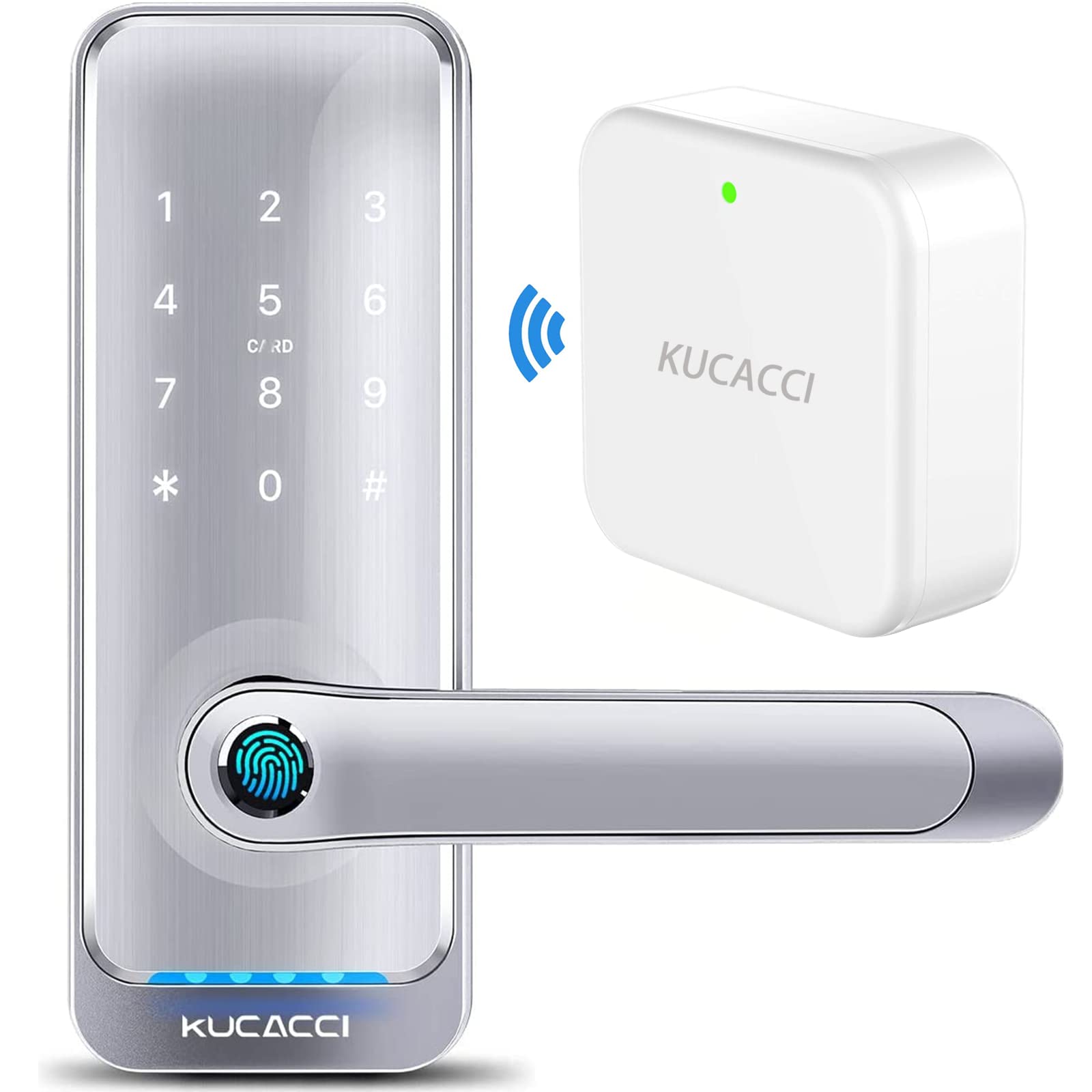 KUCACCI Smart WiFi Door Lock with Keypad & Handle - Keyless Entry, Remote Control via App, Auto-Lock - Perfect for Homes, Apartments & Vacation Rentals (White)
