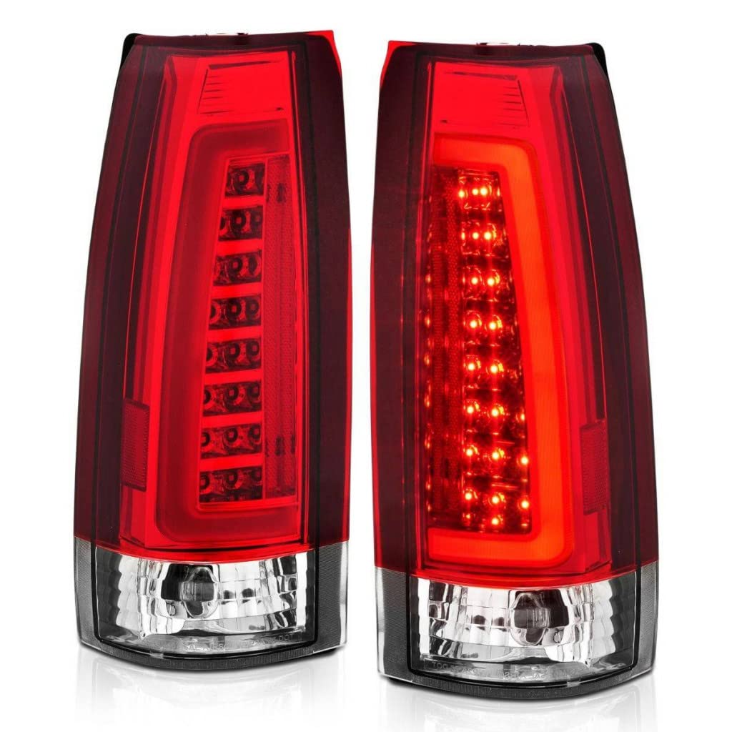 ANZO LED Tail Lights for Chevy Tahoe 1995-2000 - Red/Clear Lens with Chrome Housing (Pair 311346) | Upgrade Your Truck's Style & Safety for Night Driving & Off-Road Adventures