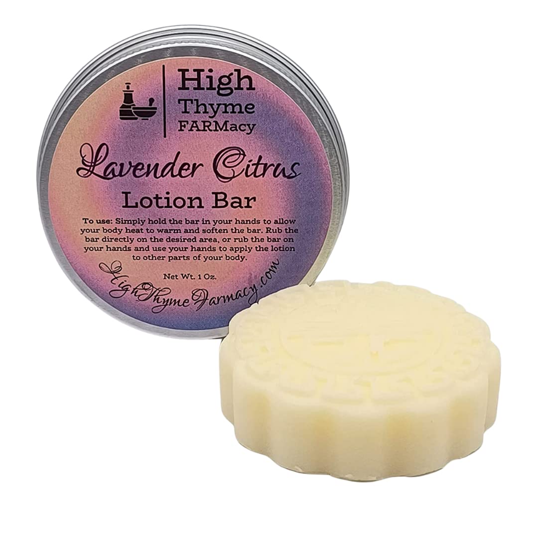 All-Natural Lavender Citrus Lotion Bar for Dry Skin - Moisturizing Beeswax & Shea Butter Handmade Solid Lotion - Waterless, Eco-Friendly Travel Lotion Bar - Perfect for Massage, Gifts & On-The-Go Hydration