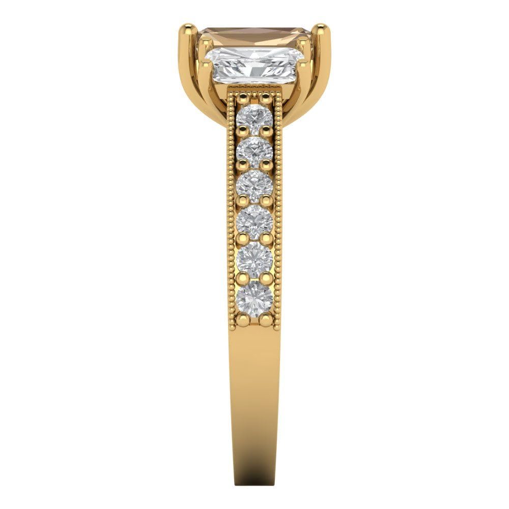 1.82ct Emerald Cut Moissanite Engagement Ring in 18k Gold for Bridal & Anniversary
