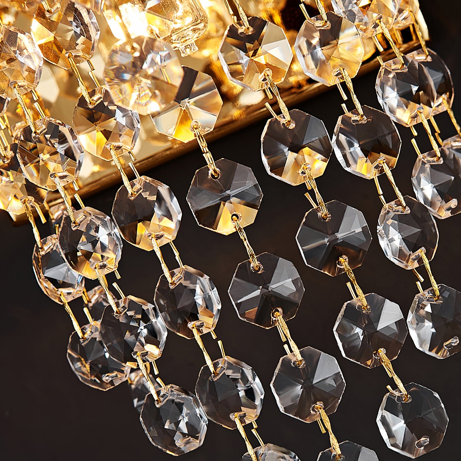 Crystal Tiered Wall Sconce - Elegant Clear Glass Light Fixture for Living Room, Bedroom, or Hallway Decor