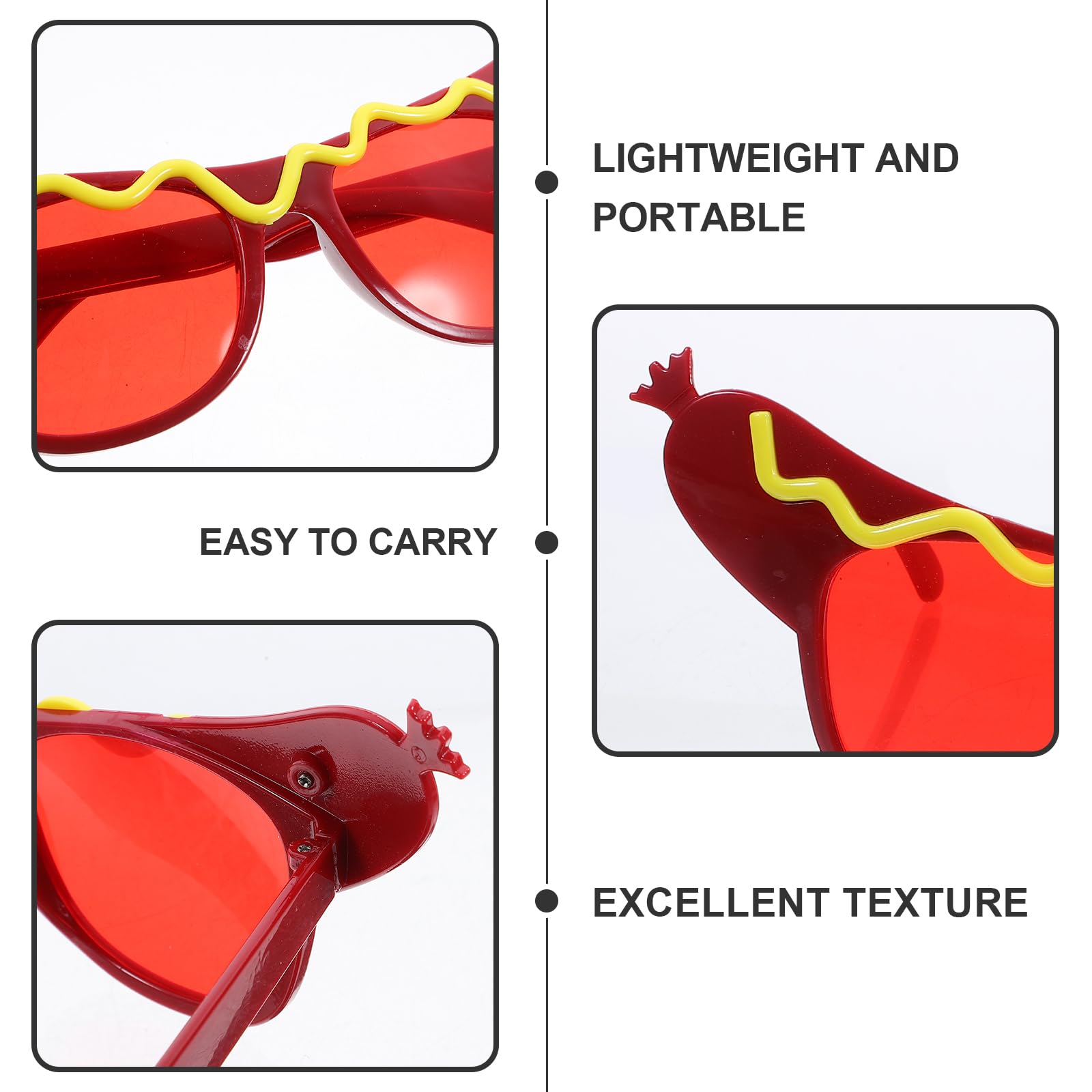 Funny Hot Dog Shaped Sunglasses for Summer Party, Luau, Masquerade & Dance Events - Novelty Eyewear for Costumes, Themed Parties & Instagram Photos