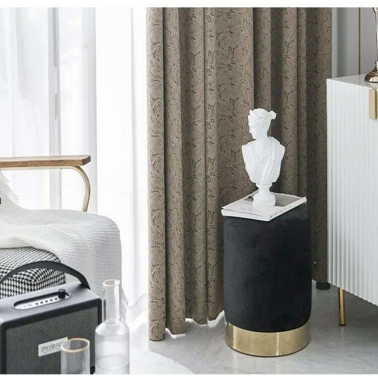 T.B. London Literary Lace Blackout Curtains - Thermal Insulated Window Drapes for Bedroom & Living Room - Tan (Set of 2 Panels) - Perfect for Home Decor, Light Blocking & Privacy