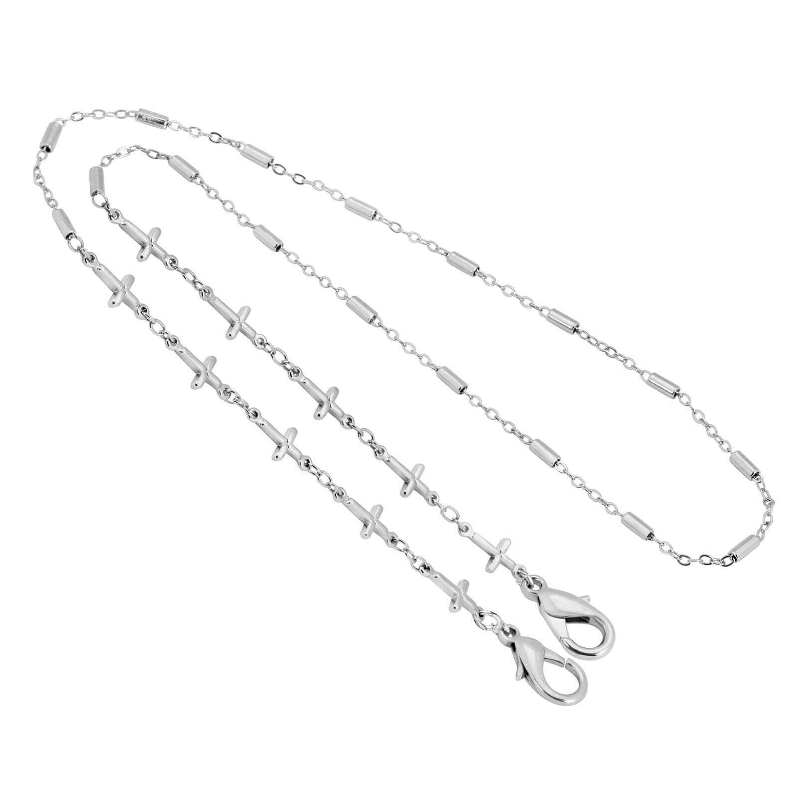 1928 Jewelry Face Mask Chain Holder With Crosses - 22 Inch Adjustable Mask Lanyard for Women & Men - Perfect for Work, Travel, and Daily Use