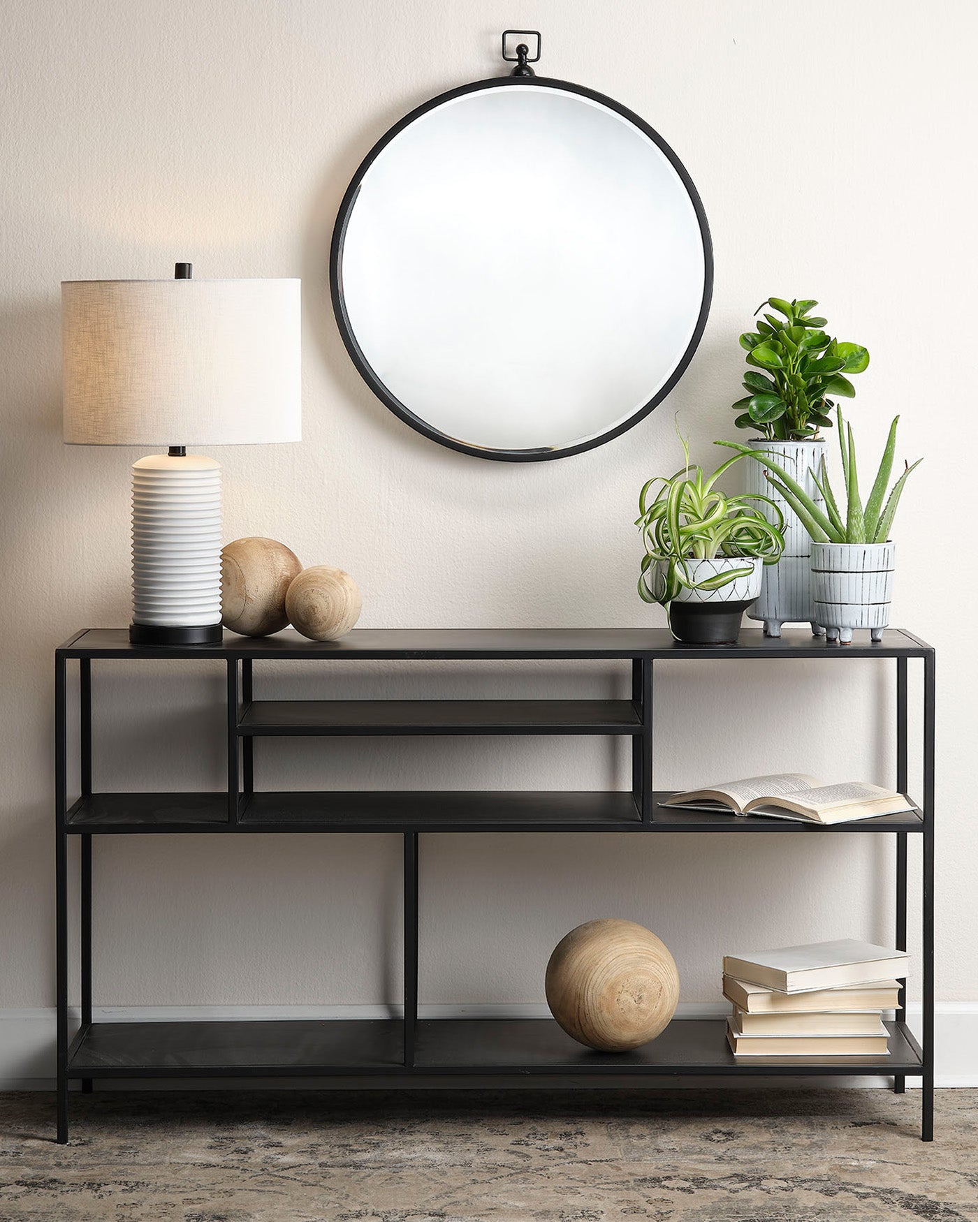 Modern Wooden Shelved Console Table - Entryway Sofa Table with Storage Shelf for Living Room, Hallway & Bedroom Decor