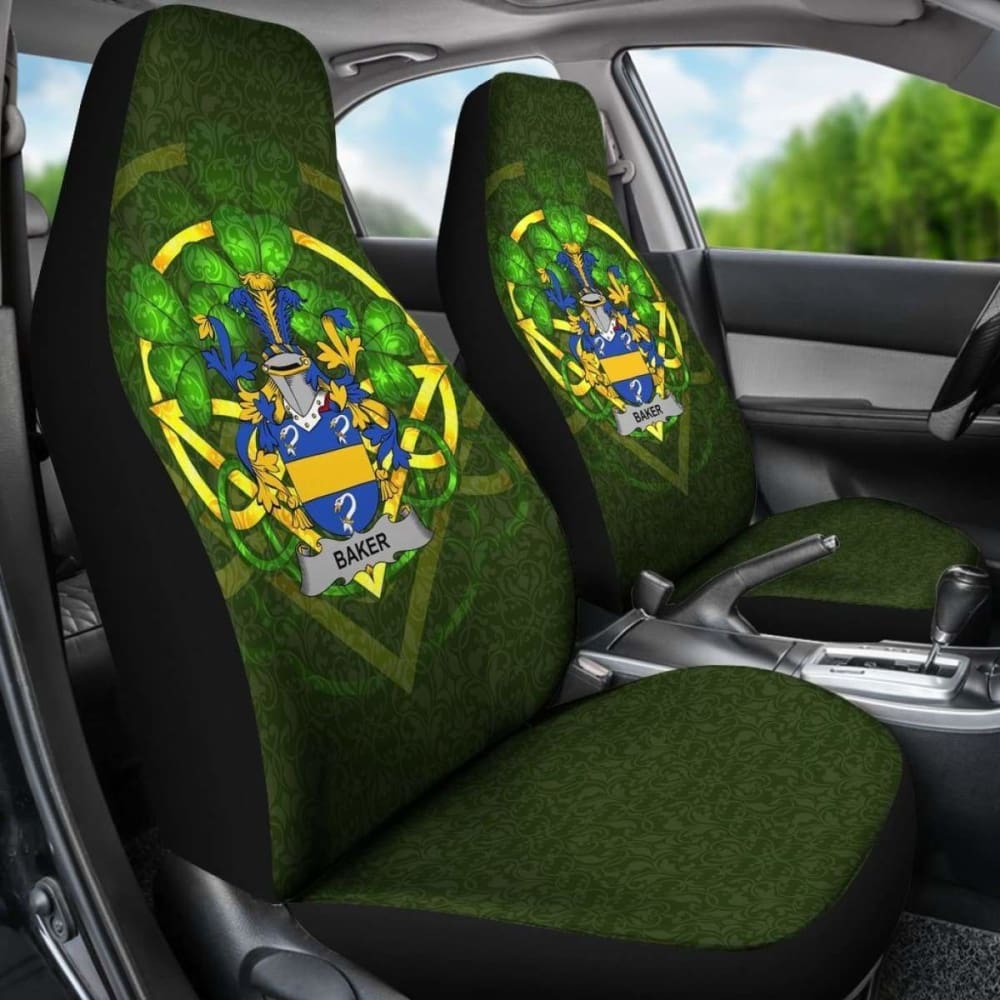 Premium Baker Ireland Car Seat Covers - Celtic Shamrock Design (Set of 2) | Waterproof & Durable Protection for Auto Seats | Perfect for St. Patrick's Day, Irish-Themed Events & Everyday Use