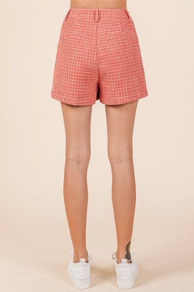 Mittoshop Women's Classic Tweed Shorts with Side Pockets - Comfortable Casual Summer Shorts for Outdoor Activities, Travel & Daily Wear