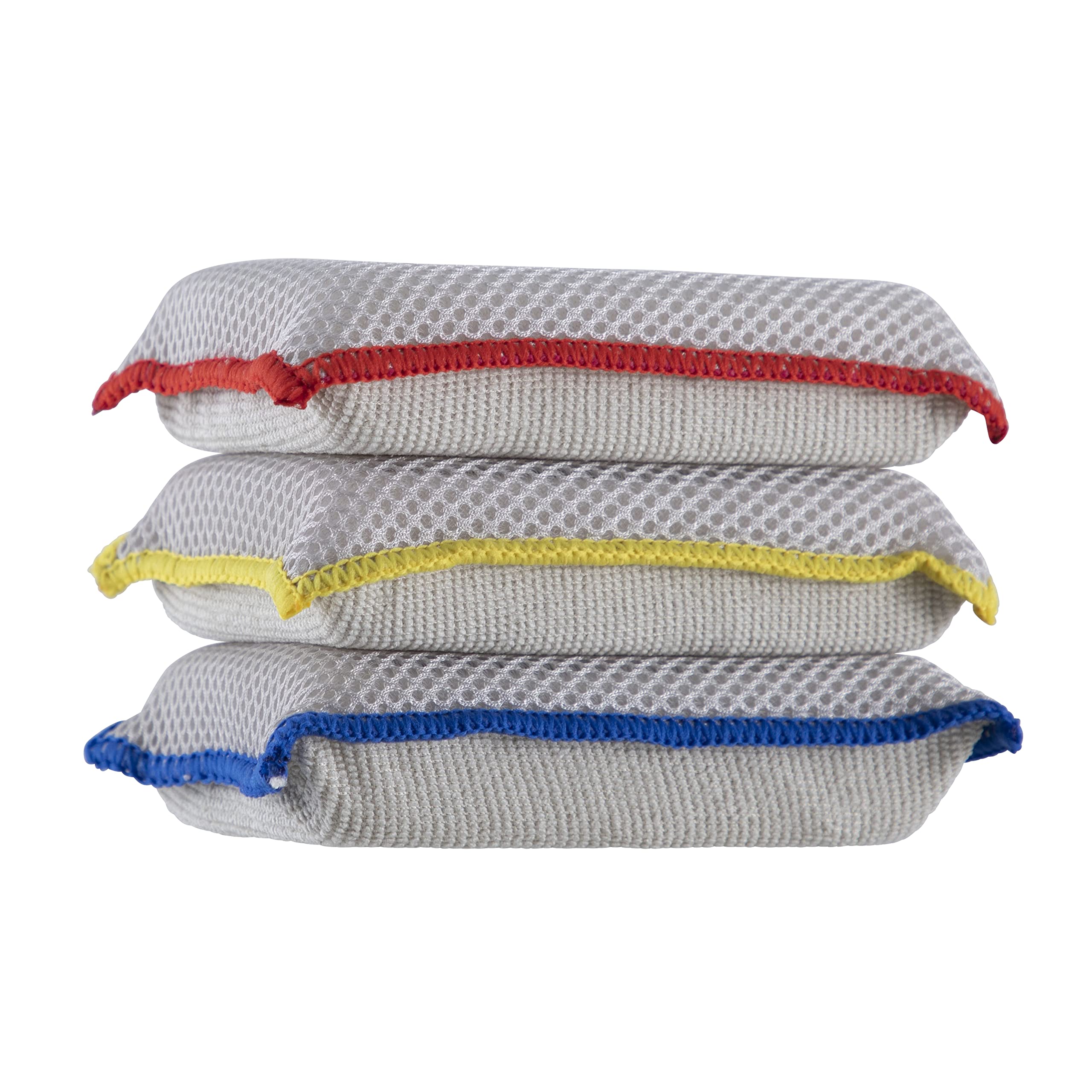 Non-Scratch Microfiber Sponges for Dishes - Heavy Duty Kitchen Cleaning Sponges (3-Pack) | Gentle Dish Scrubber for Pots, Pans & Delicate Surfaces - Perfect for Daily Kitchen Cleaning & Household Chores
