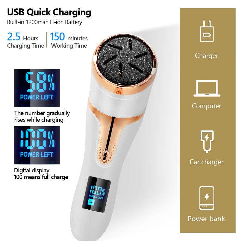 Rechargeable Electric Foot Callus Remover for Smooth Feet - Cordless Pedicure Tool for Dead Skin Removal at Home - Perfect for Dry Cracked Heels & Calluses Care