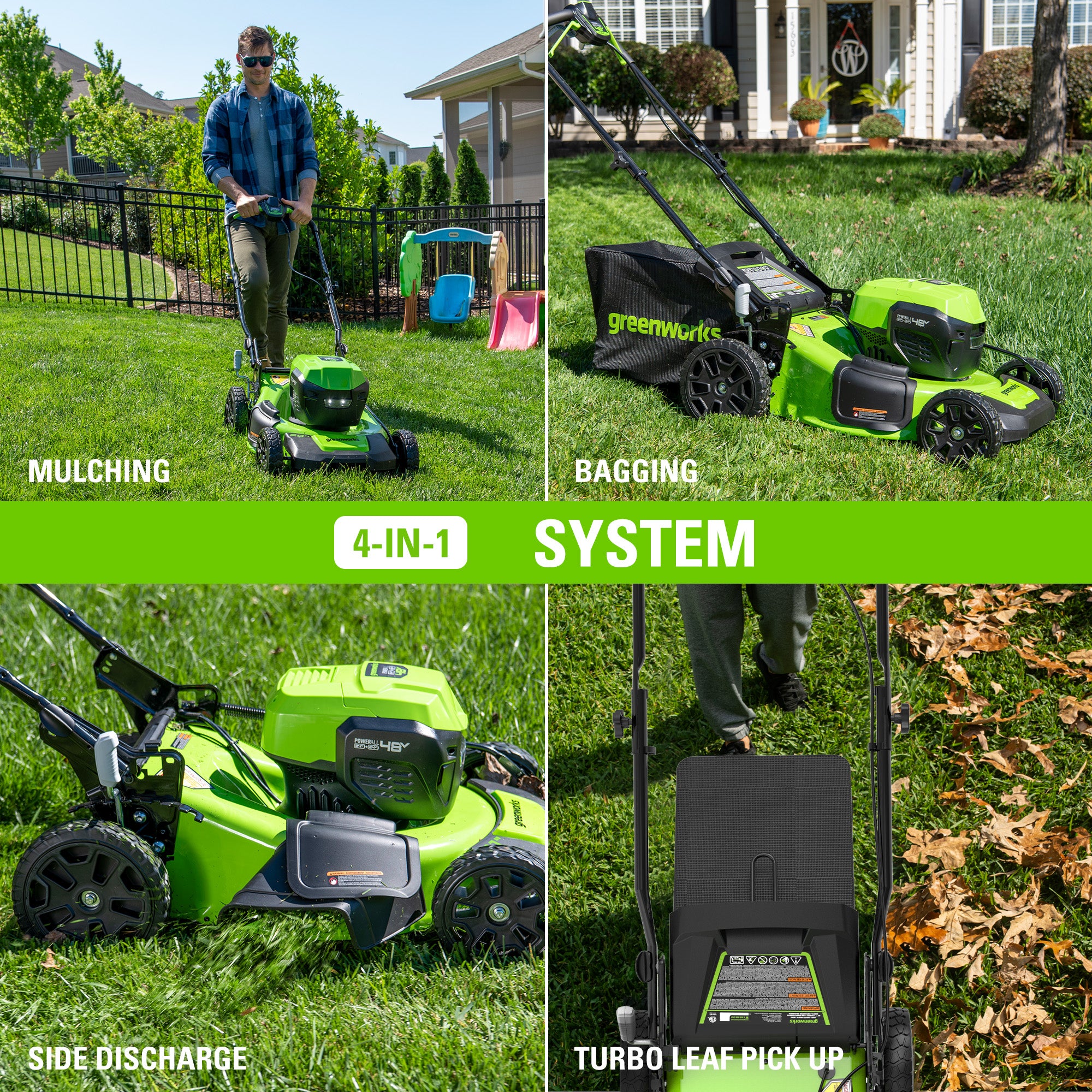 48V (2x24V) 20-Inch Cordless Battery Push Lawn Mower with 3-Piece Combo Kit - Includes (2) 4.0Ah USB Batteries, (1) 2.0Ah Battery, (1) Dual Port Rapid Charger & (1) Charger - Perfect for Medium to Large Yards, Eco-Friendly Lawn Care