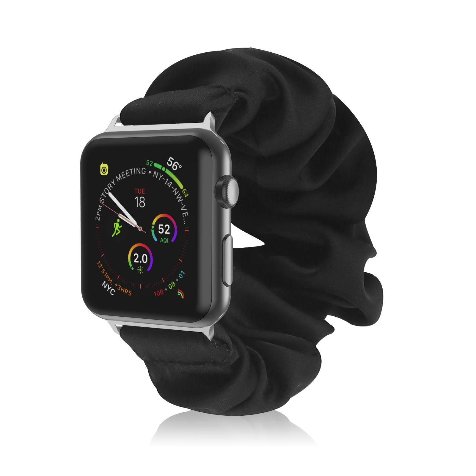 Compatible with Apple Watch Bands 38mm 40mm 42mm 44mm - Scrunchie Elastic Fabric Wristband for Women & Girls - Fits iWatch Series 6/5/4/3/2/1 - Stylish Printed Design for Workouts, Yoga & Everyday Wear