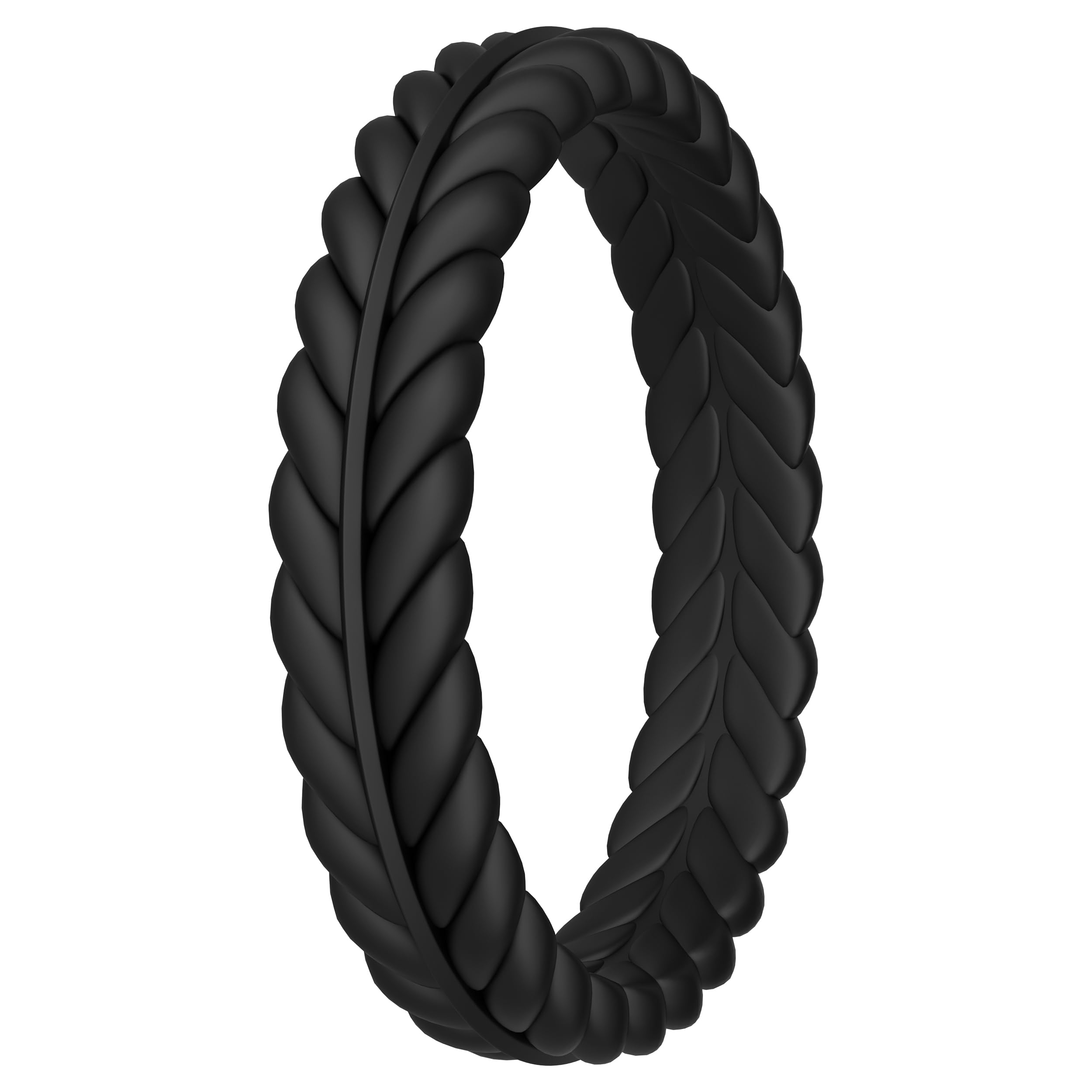 ThunderFit Women's Silicone Wedding Ring - Thin Stackable Braided Design Band (2.2mm) for Active Lifestyle, Gym, Swimming & Outdoor Activities