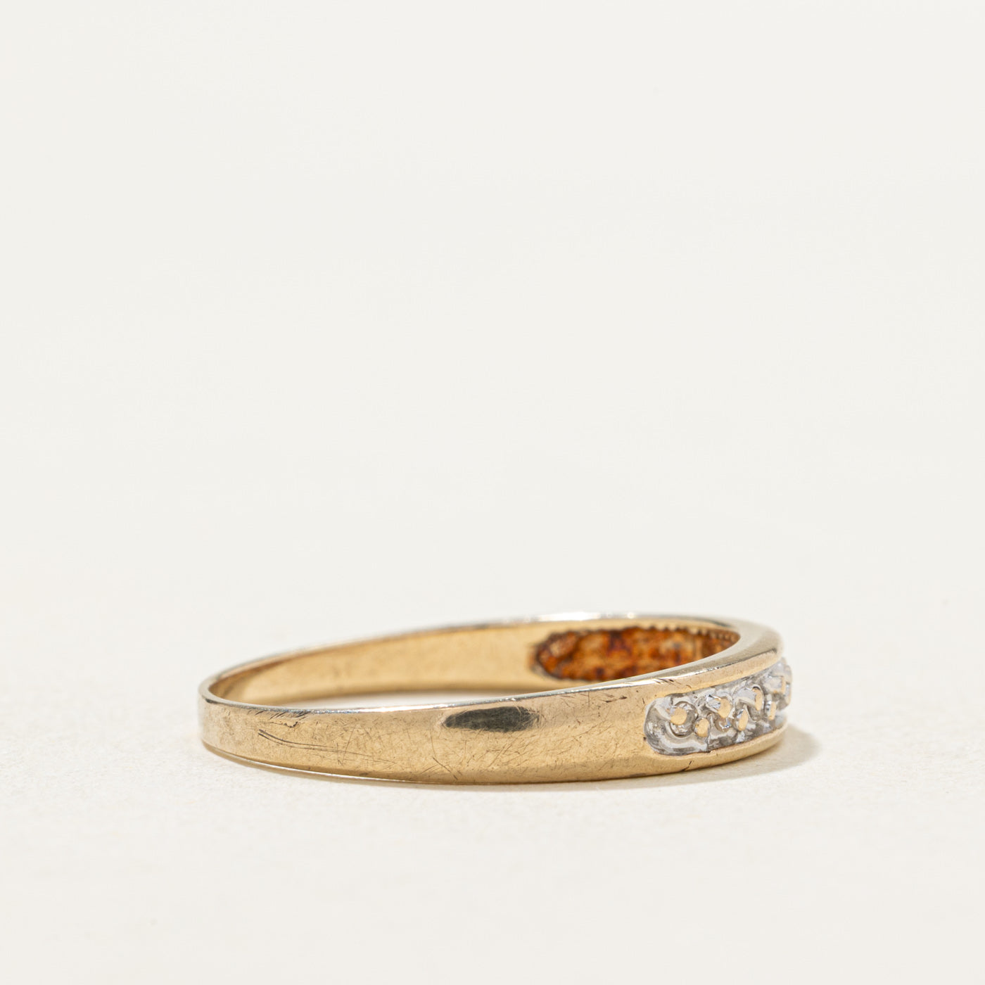 10K Gold Semi Eternity Diamond Ring - 0.035ctw Round Cut Diamond Band, Size 7 | Perfect for Anniversary Gifts, Engagement Rings & Wedding Bands