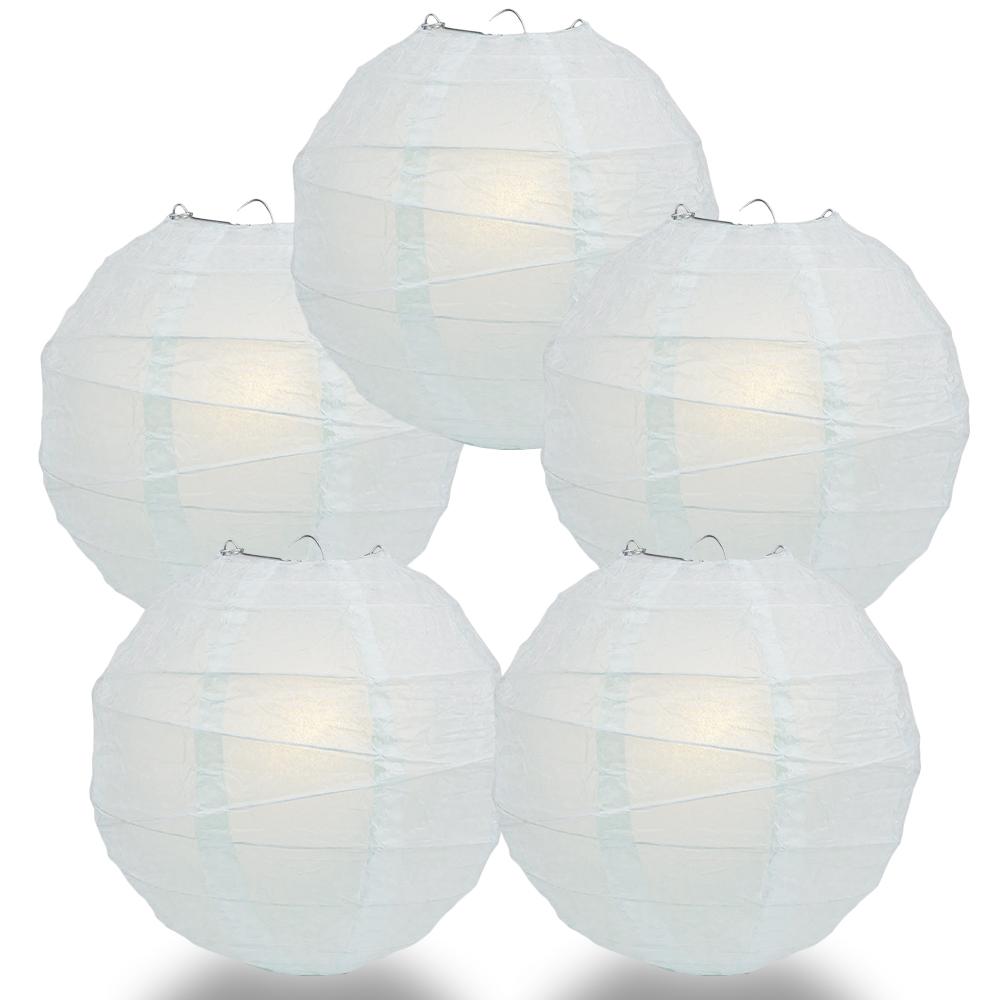 5 Pack 12 Inch Blue Arctic Spa Free Style Ribbed Hanging Paper Lanterns - Perfect for Indoor/Outdoor Parties, Weddings & Home Decor