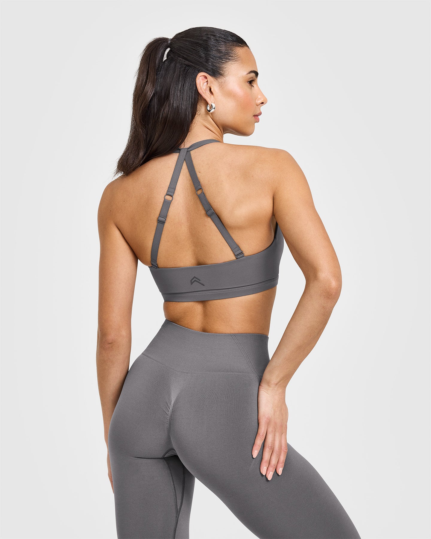 High Support Unified Twist Sports Bra for Women - Breathable Ash Grey Workout Top for Running, Yoga & Gym