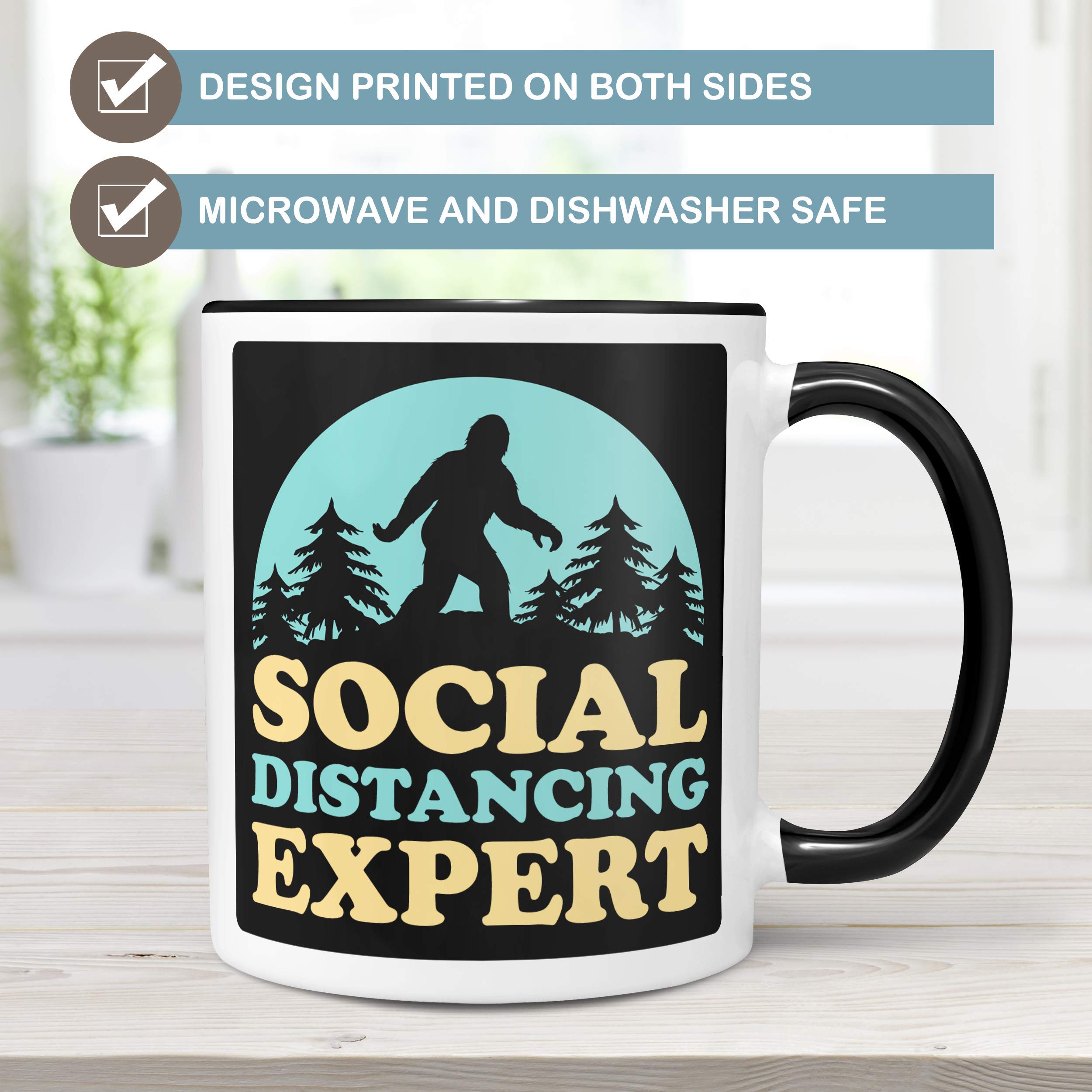 Funny Yeti Bigfoot Expert Coffee Mug - Double Sided Ceramic Cup, Microwave & Dishwasher Safe - Perfect for Social Distancing, Office Gifts & Camping Trips