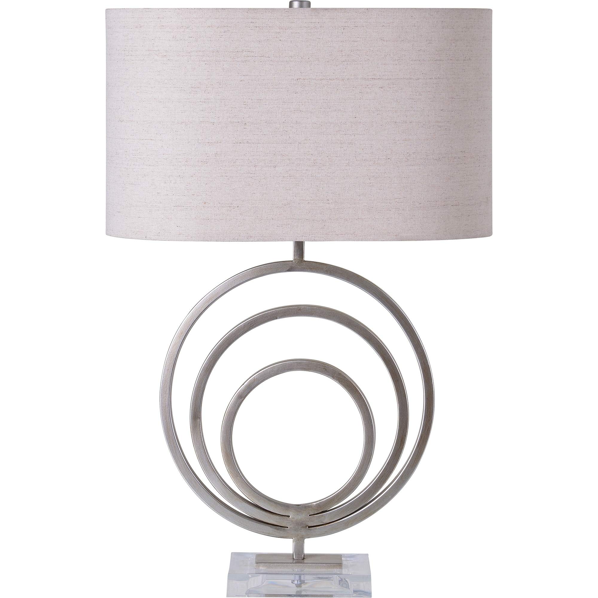 UKN Silver Iron and Acrylic Table Lamp - Clear Traditional Design for Living Room, Bedroom, or Office Decor