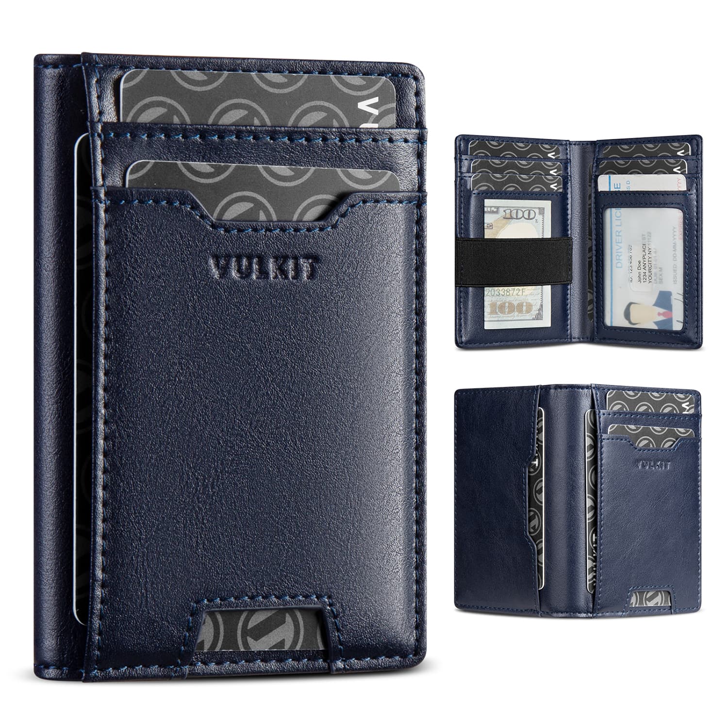 Premium Slim RFID Blocking Leather Credit Card Holder - 10 Card Slots with Money Band - Compact & Secure Wallet for Travel, Business & Everyday Use