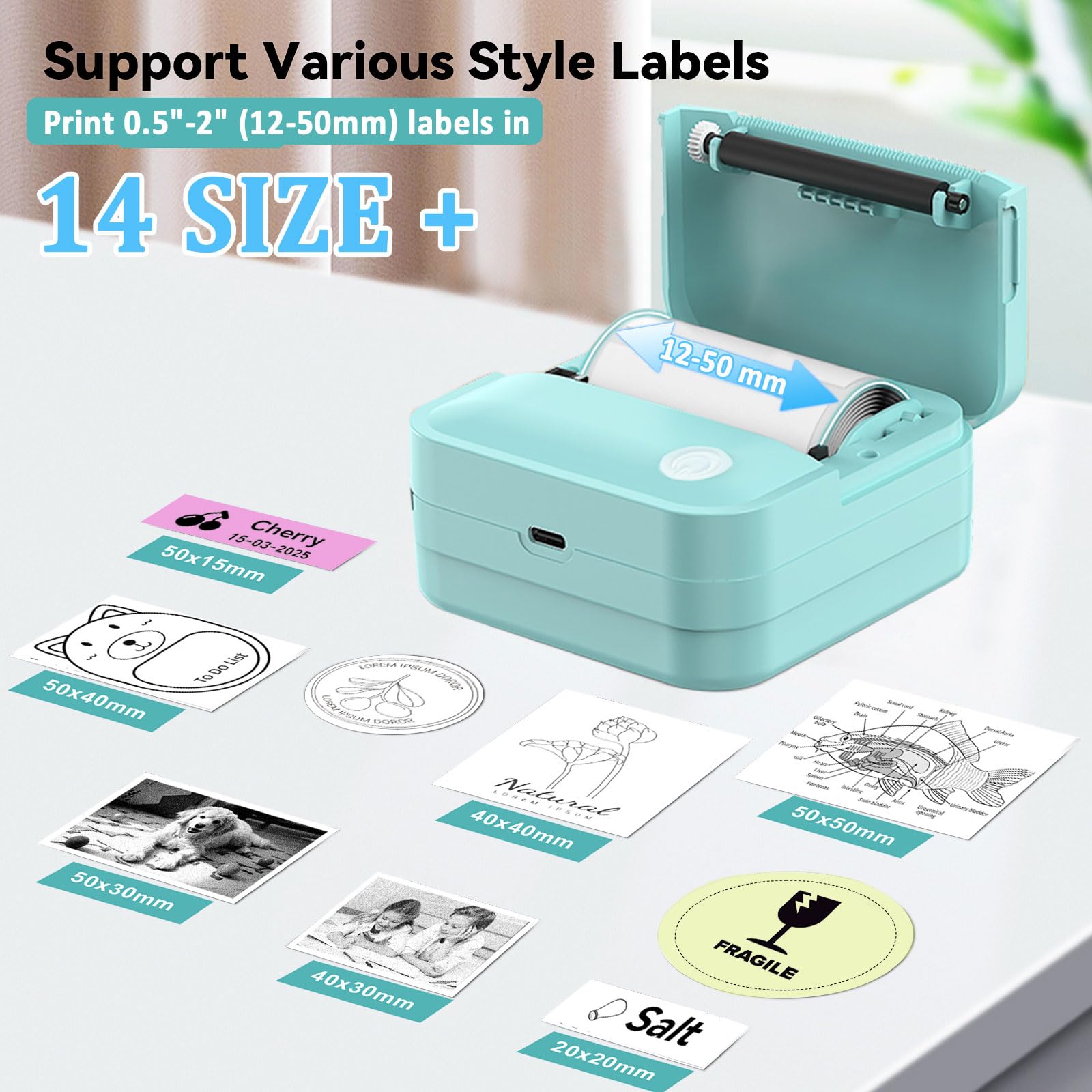 Portable Bluetooth Label Maker Machine - Mini Thermal Sticker Printer for Home, Office & School Organization | Wireless Label Printer for Phones, Kids Items & Photo Notes | Perfect for Organizing Files, Craft Projects & Classroom Supplies