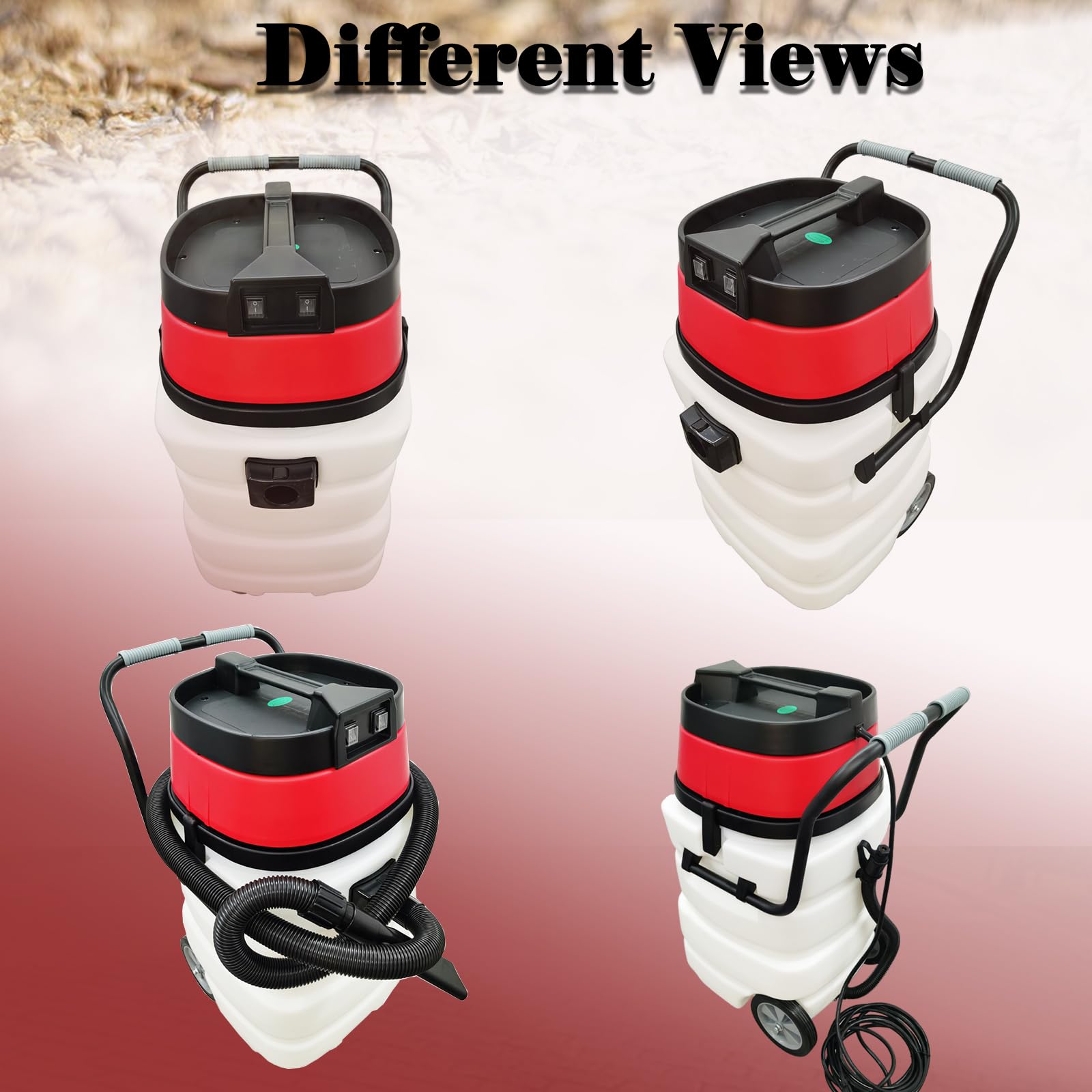 Commercial Wet/Dry Vacuum Cleaner - 2000W 90L (24 Gallon) Dust Extractor with 2 Motors & Auto Dust Shaking - 110V Heavy Duty Water Vacuum for Industrial Cleaning, Construction Sites, and Workshop Dust Collection