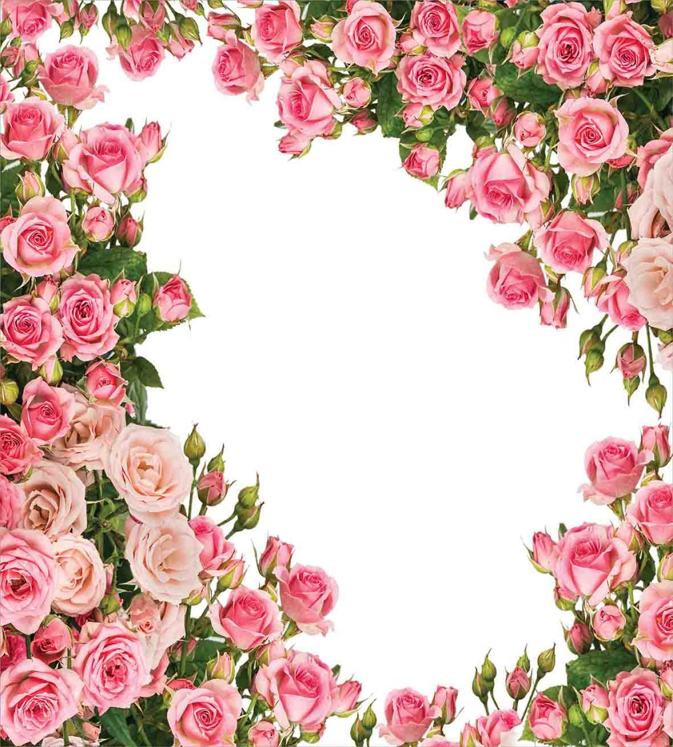 Ambesonne Rose Floral Duvet Cover Set - 2 Pack Twin Size, Pink Green White Bridal Themed Bedding with 2 Pillowcases | Perfect for Wedding Decor, Guest Room & Summer Bedroom Makeover