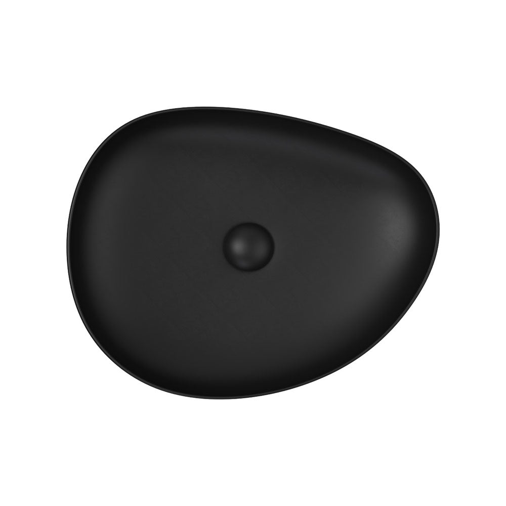 Fienza RB487B Pebble Medium Above Counter Bathroom Sink in Matte Black - Modern Vanity Basin for Powder Room, Guest Bath & Master Suite