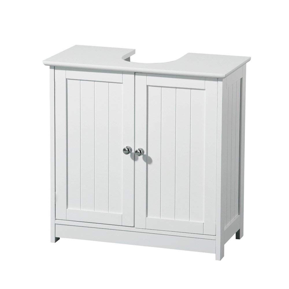 AVC Designs White Bathroom Sink Cabinet - Under Basin Storage Unit with Cupboard | Perfect for Small Bathrooms, Vanity Organization & Bathroom Decor