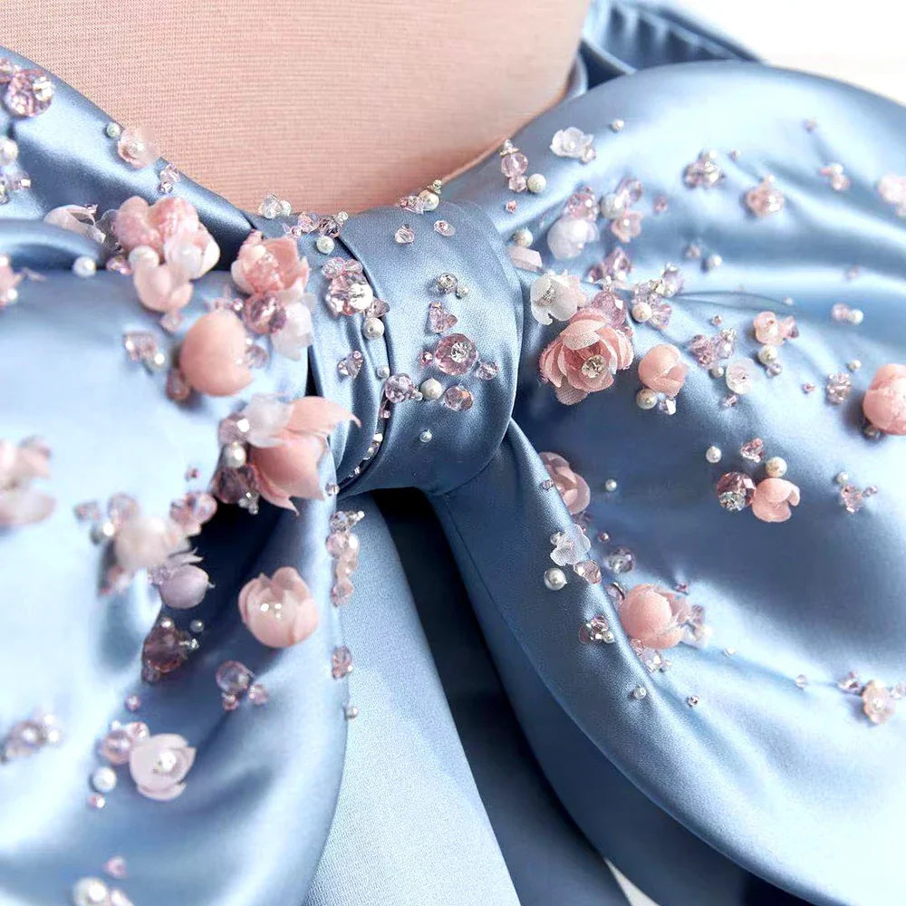 Luxury Dubai Arabic Blue Beaded A-Line Saudi Evening Gown LA72792 - Elegant Formal Dress for Weddings, Galas & Special Occasions