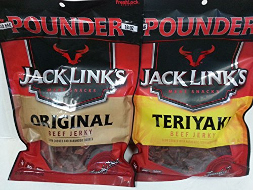 Jack Links Original & Teriyaki Beef Jerky Bundle - 2 Pack (16oz Each) | Premium Dried Meat Snacks for Hiking, Camping & Road Trips | High Protein Low Carb Keto-Friendly Jerky