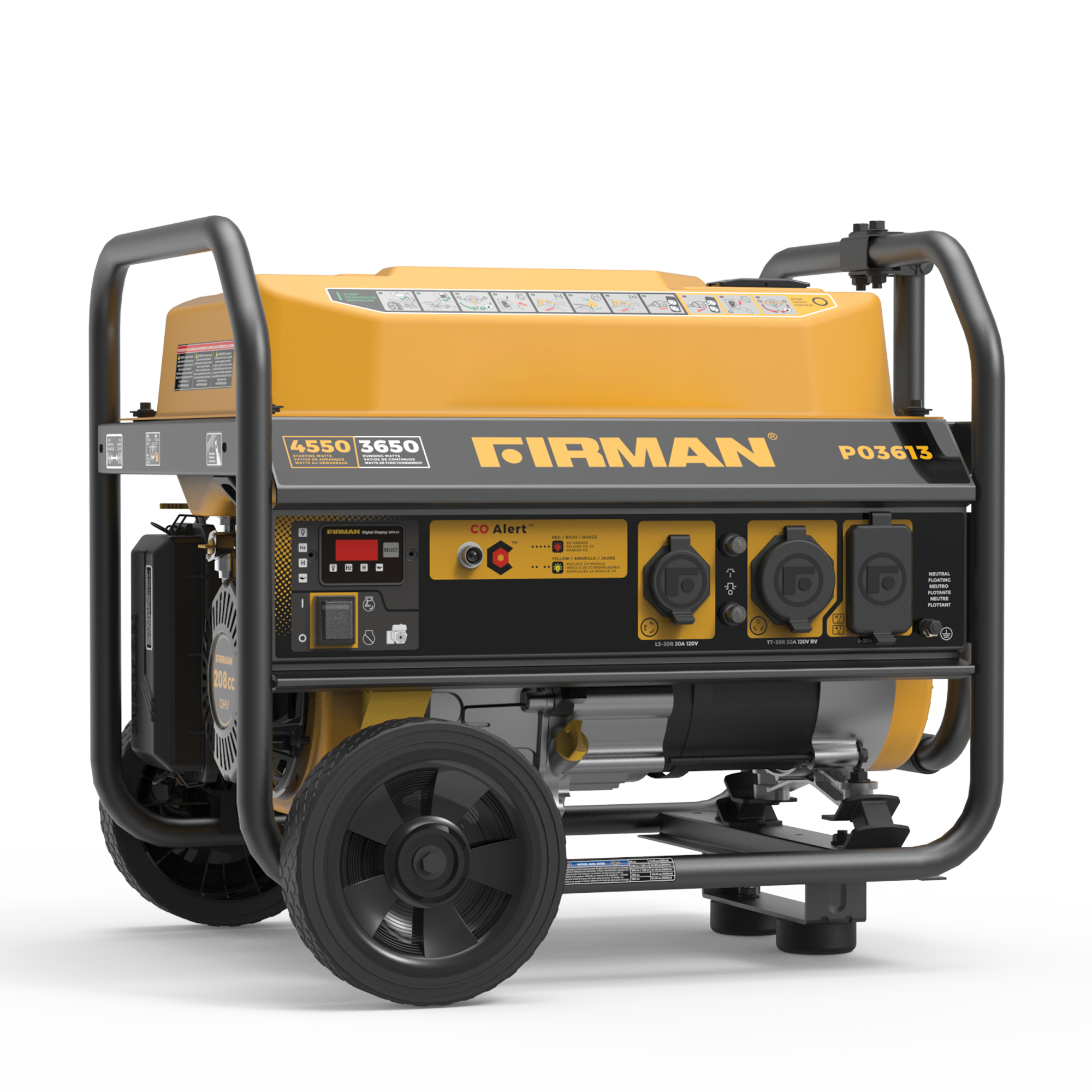 4550W Portable Gas Generator with Recoil Start & CO Alert - 120V Power for Camping, Emergencies & Outdoor Events