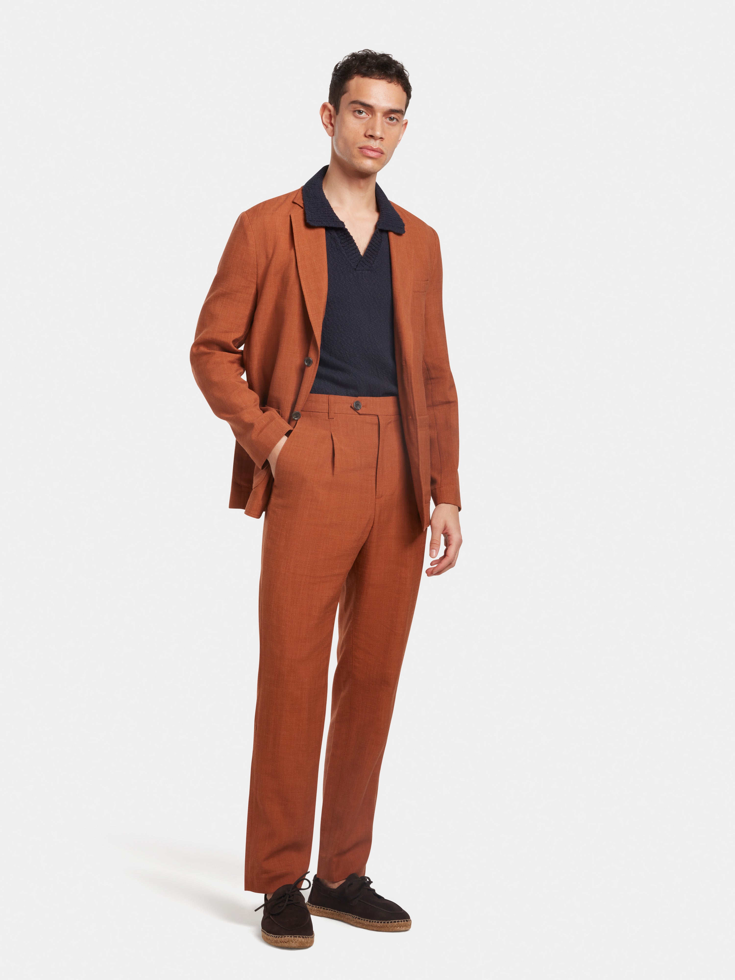 Premium Sienna Virgin Wool & Silk Blend Suit for Men - Elegant Business Attire for Office, Weddings & Formal Events