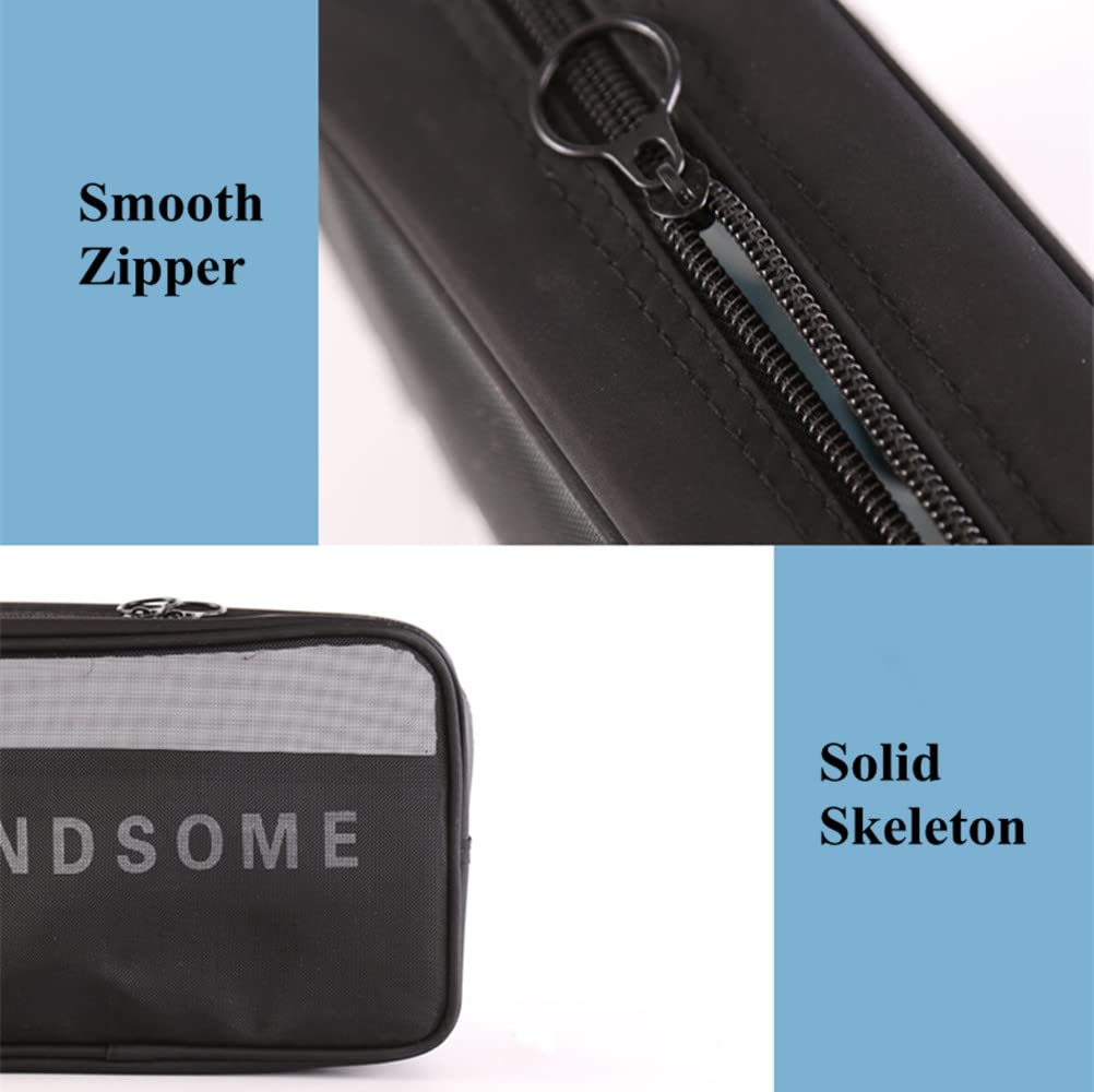 3-Piece Black Mesh Makeup Bag Set with Zipper - Cosmetic Organizer, Travel Toiletry Case for Women - Perfect for Travel, Gym & Daily Use (Black)