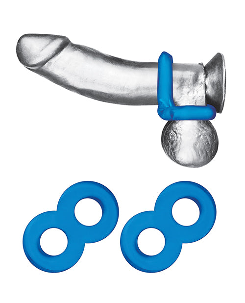 Blue Line Duo Cock Ring for Men - 2 Pack Penis Ring for Stamina & Pleasure Enhancement - Perfect for Couples & Solo Play
