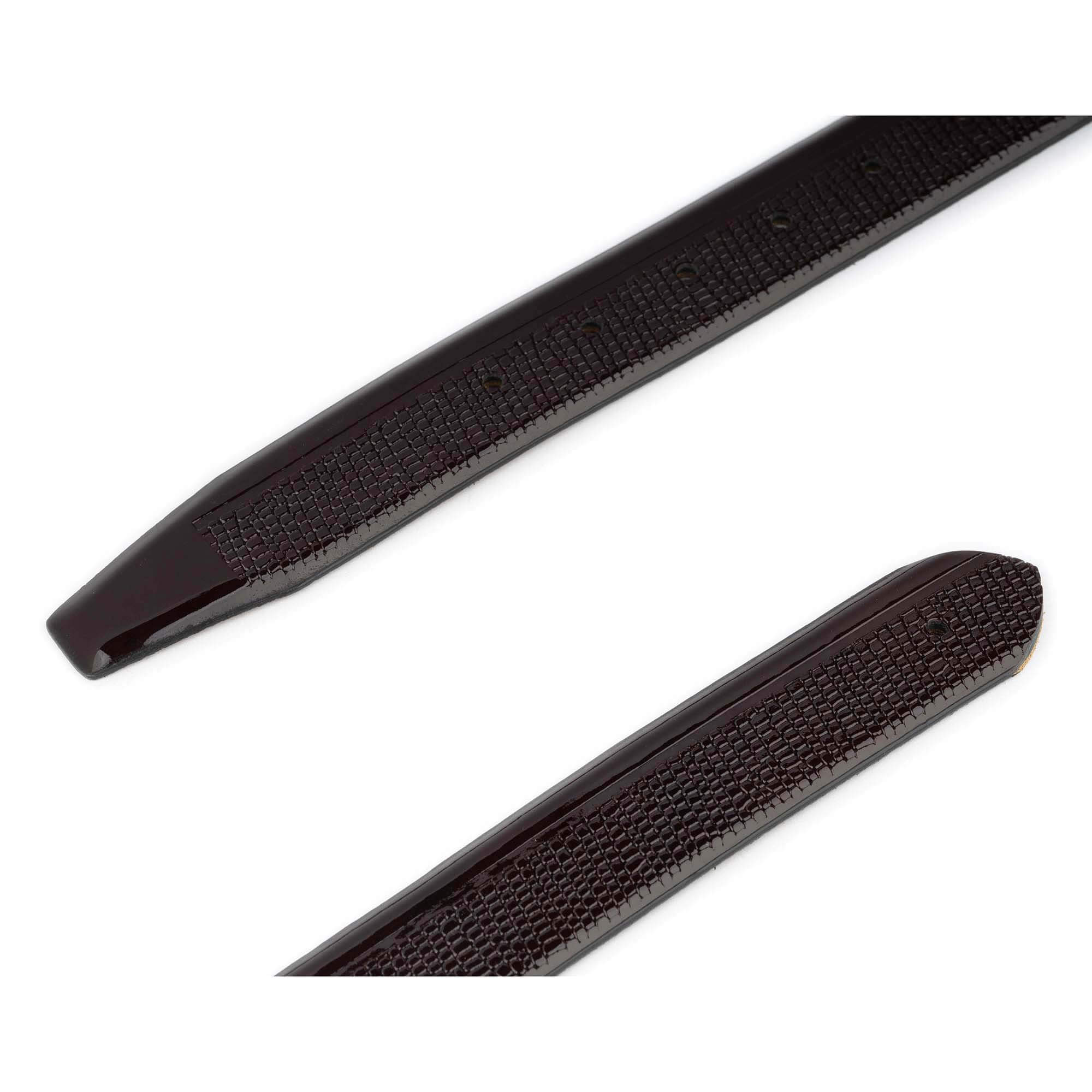 Luxury Burgundy Patent Leather Belt Strap for Designer Ferragamo Buckles - Elegant Formal & Business Wear Accessory for Men & Women