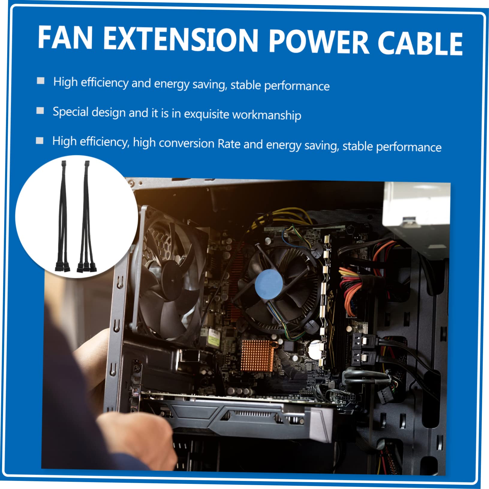 Jojofuny 3-Way PWM Fan Splitter - Cooling Fan Extension for PC Builds