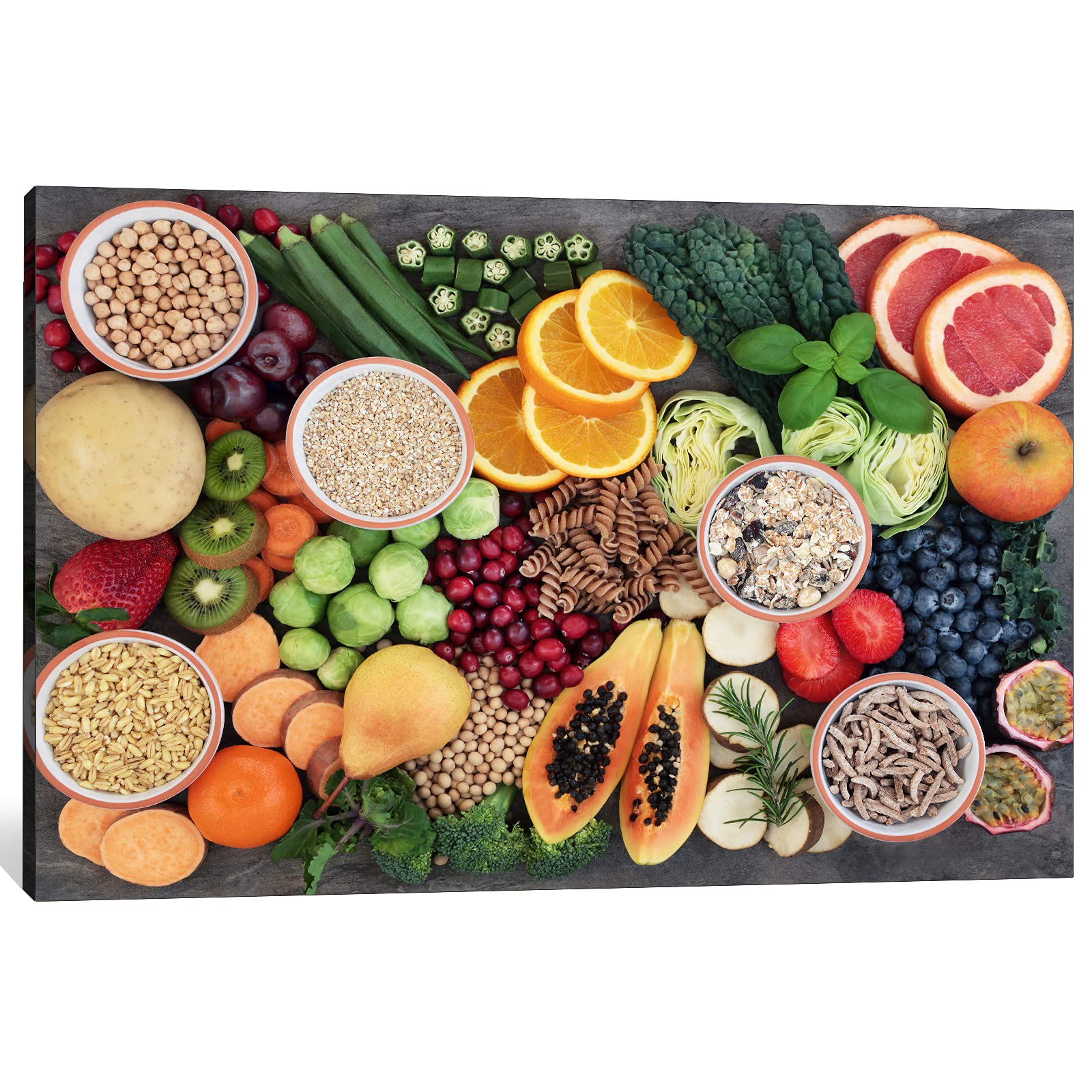 Modern Colorful Spices & Vegetables Kitchen Wall Art - 28x40 Inches Dining Room Decor, Canvas Painting for Home & Restaurant - Perfect for Farmhouse, Contemporary & Rustic Kitchen Designs