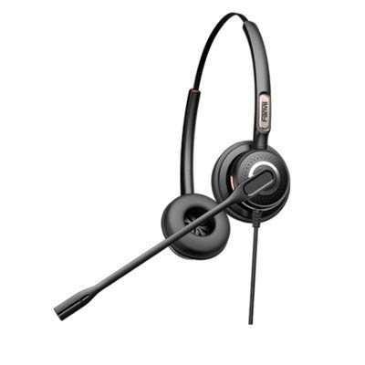 Fanvil HT202 Crystal Binaural Headset with Ultra Noise Canceling Microphone - Perfect for Call Centers, Online Meetings & Remote Work (USB/3.5mm)