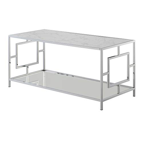 White Faux Marble/Chrome