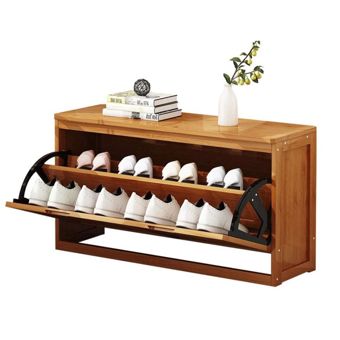 2-Tier Wooden Shoe Rack Organizer with Flip-Drawer - Space Saving Shoe Storage Cabinet for Closet, Entryway & Corridor - Perfect for Small Spaces & Home Organization