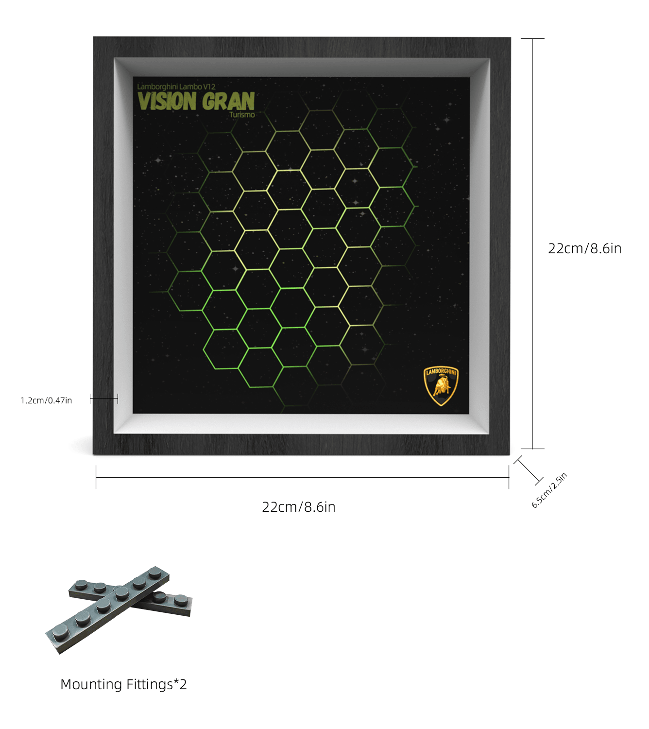 Lego Speed Champions Lamborghini V12 Vision GT 76923 Display Car Frame - Perfect for Showcasing & Protecting Your Lego Model - Ideal for Home Decor, Office Display & Collector's Showcase