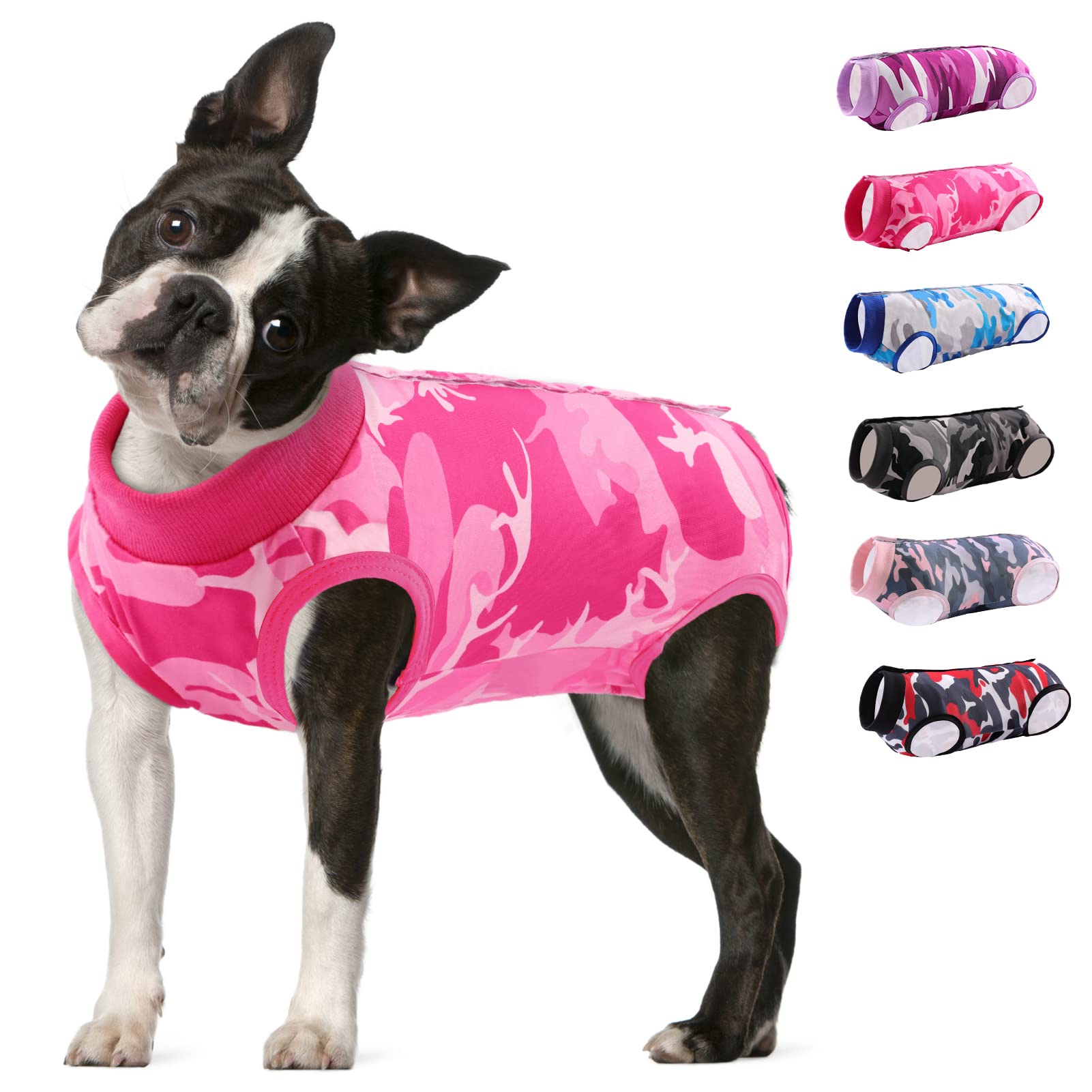 KOESON Dog Recovery Suit - Post-Surgery Pet Onesie for Female Dogs, Anti-Licking Surgical Suit Alternative to Cone, Soft Abdominal Wound Protection - Pink Camo Design | Perfect for Spay/Neuter Recovery, C-Section Healing & Preventing Wound Licking