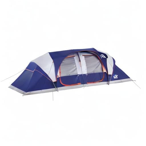 CAMPROS CP Tent 12 Person Camping Tent - 2 Room Family Cabin Tent with 6 Large Mesh Windows | Weather Resistant, Double Layer Design & Room Divider Curtain | Portable with Carry Bag | Perfect for Family Camping, Outdoor Adventures & Backpacking Trips