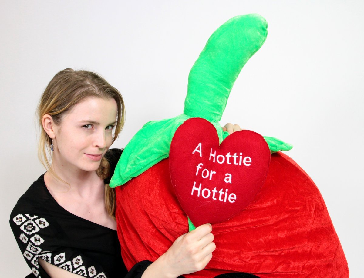 6ft Giant Plush Hot Pepper Stuffed Animal with Heart - 'A Hottie for A Hottie' Cute Valentine's Gift for Couples, Room Decor & Funny Gag Present