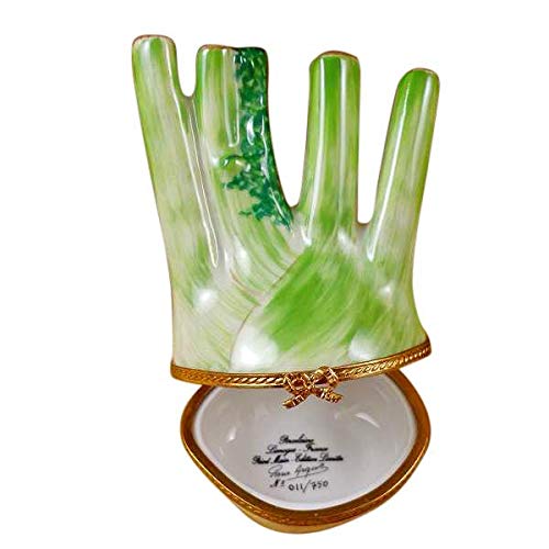 French Limoges Porcelain Fennel Figurine Box - Hand-Painted Collectible Gift for Home Decor, Jewelry Storage & Special Occasions