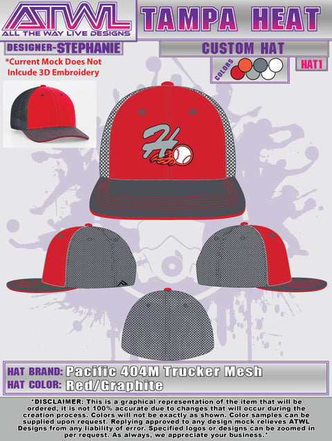 Tampa Heat 404M Custom Embroidered Baseball Cap - Adjustable Snapback Hat for Men & Women - Perfect for Sports, Casual Wear & Fan Gear