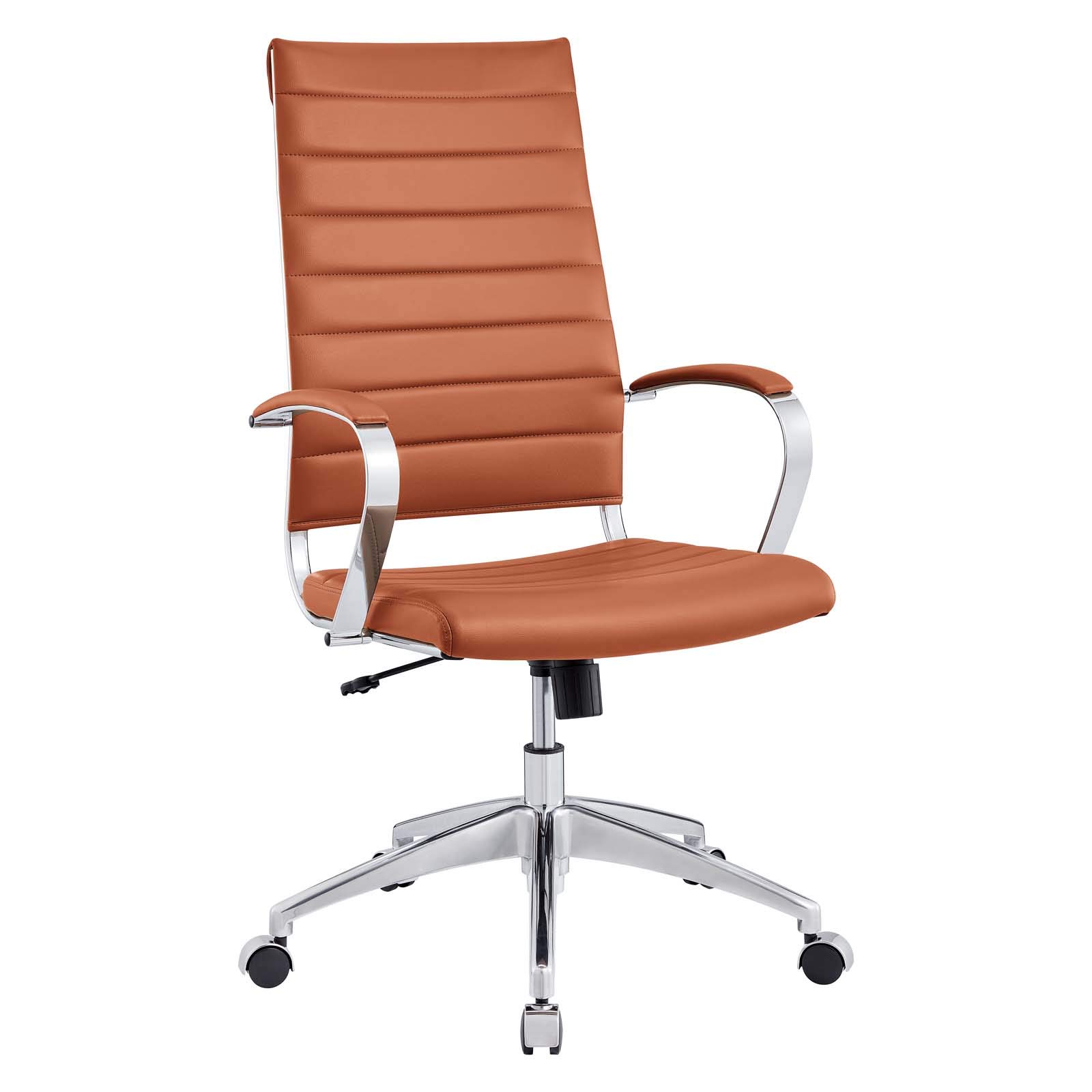 Modway Jive Ribbed High Back Executive Swivel Office Chair with Arms - Ergonomic Desk Chair for Home & Office, Adjustable Height & Tilt, Comfortable Terracotta Fabric - Perfect for Long Work Hours, Gaming, and Study Sessions