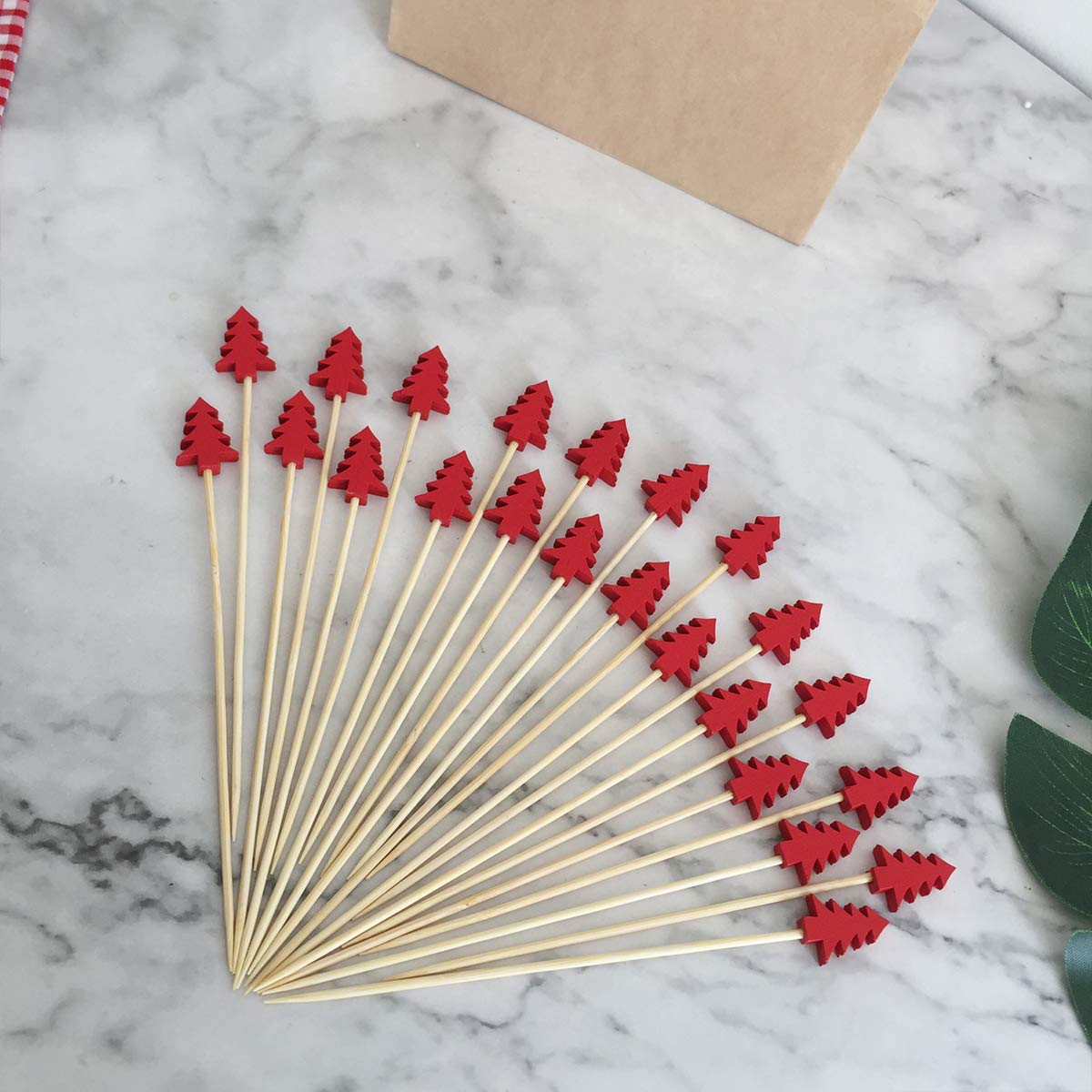 DOITOOL 200pcs Bamboo Cocktail Sticks - Reusable Party Toothpicks for Fruits, Appetizers & Drinks - Perfect for Cocktail Parties, Christmas Decorations & Home Entertaining