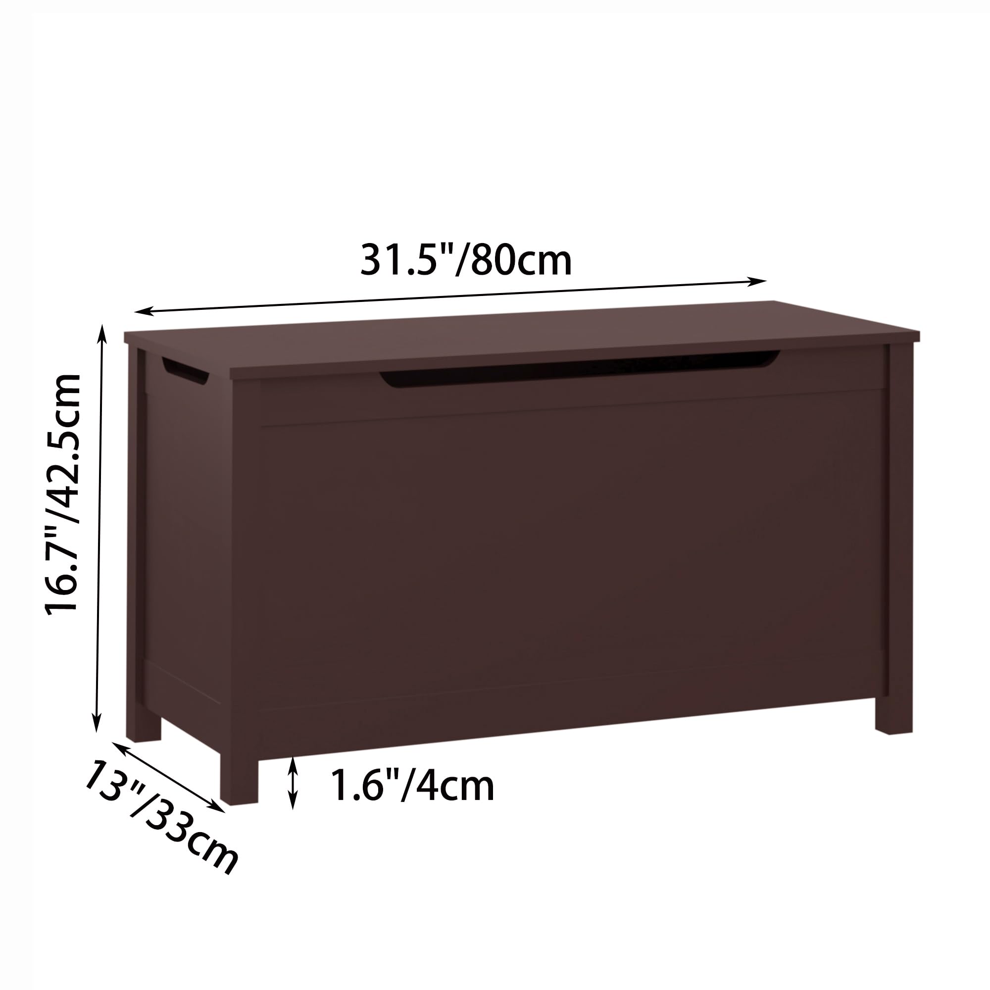 **Wooden Toy Chest for Kids - Safety Hinged Lid Toy Storage Organizer, Playroom Furniture Bench with Durable Dark Brown Finish - Perfect for Nursery, Bedroom & Playroom Organization**